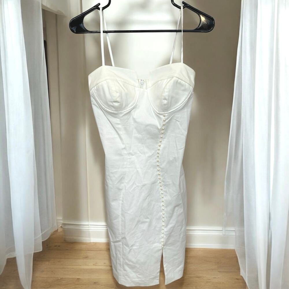 Ozzo e Mezzo Tuscan Made in Italy White Dress Pearl Embellished Size 42